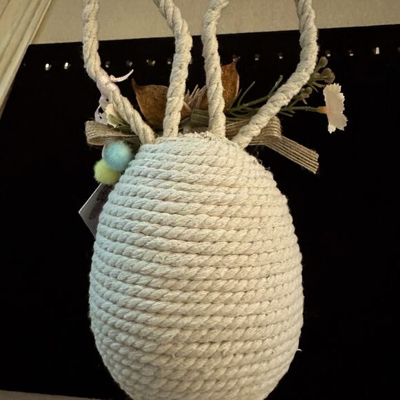 Odelette Springtime Egg shaped Bunny with ears and floral design NWT - Picture 7 of 8